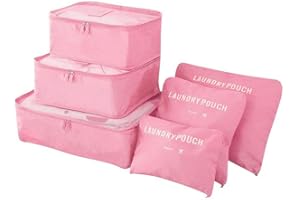 Vicloon Travel Organiser Packing Bags, 6 PCS Packing Cubes Set for Clothes Luggage Organizers Storage Bags (Pink)