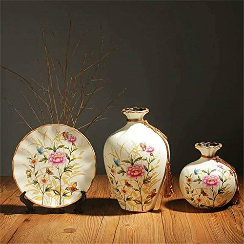 Set Of 3 Ceramic Vase Stand Modern Handicraft Hand-Painted Desktop Tabletop Count Ornaments Home Decor For Centerpieces Christmas Thanksgiving Day Birthday Wedding Party Gift