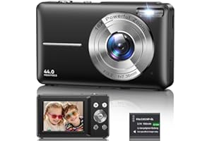 VAHOIALD Digital Camera 1080P, 44MP FHD Compact Digital Camera, 16X Digital Zoom Portable Photo Camera with 2.4" LCD Screen, 1 Battery, Vlogging Camera for Kids, Beginners, Teens, Students-Black (No SD Card)