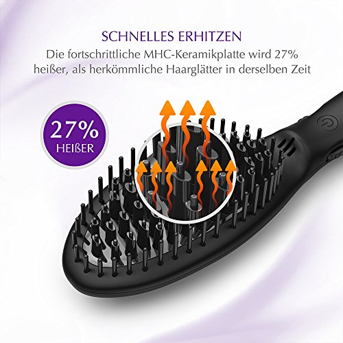 Glättungsbürste Ionen USpicy Haarglättende Bürste elektrische Glättbürste mit Temperatur-Schieberegler und Negativer Ionentechnologie Schnelles Erhitzen, Automatische Verriegelungsfunktion & Automatische Abstellfunktion, Innovatives Borstendesign - 5