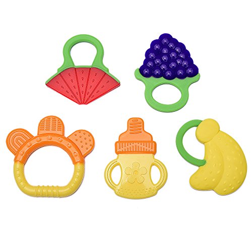 Baby Teether, Blulu Baby Teething Toys, Set of 5