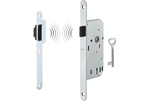 THIRARD - Serrure Encastrable Magnétique à Clé pour Porte de Chambre - Axe 40 mm - Bouts Ronds - Coffre Acier Embouti - Système Magnétique à Pêne Rétractable - Gâche Plate Acier - Gris