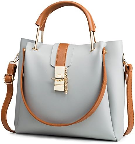 Women Tote bag,Leather Fashion Design Shoulder Bag Handbag,Crossbody bag PU Satchel Bag Top-handle Bag MINICE New All-matching .(Grey)
