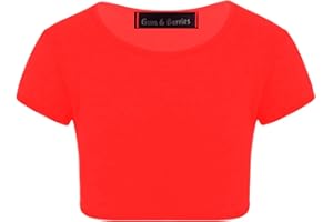 GUM & BERRIES Tops Cortos de Manga Corta Lisos Fluorescentes de neón para niñas, Camiseta para niños, Ropa de Baile, Vestido Elegante de Gimnasia Edad 3-14 años