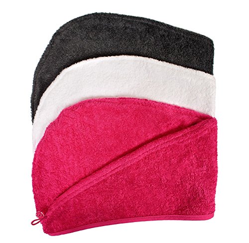 Haar Turban – anthrazit grau – 100% BW – aufsetzen – einwickeln – zuknöpfen – Kopfhandtuch – Frottierturban – Badeturban – Handtuch für Haare – Original von Carenesse - 3