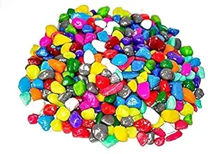 3 KG Mixed color stone / Pebbles for Aquarium | Shiny Stone , Pebbles for Vase Fillers Outdoor/Indoor | Garden Decoration | mixed color stone/ pebbles for Garden Pots & Multi Purpose-central fish aquarium