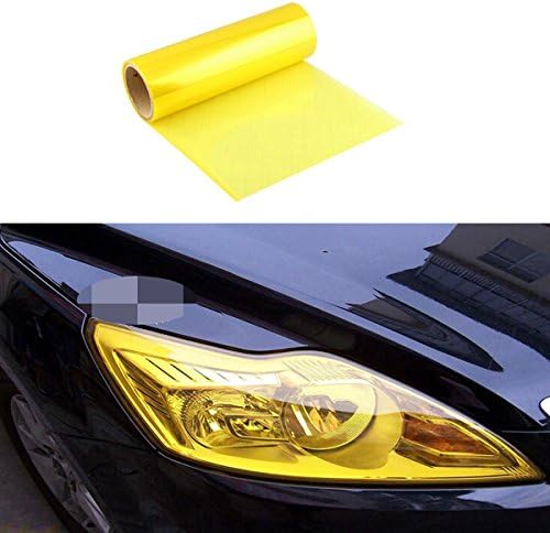 AZQKJ 200cm x 30cm Self Adhesive Headlights,Tail Lights,Fog Lights,Sidemarkers Tint Vinyl Film(Yellow)