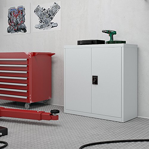 Aktenschrank Büroschrank Werkzeugschrank Metallschrank Universal Stahl Schrank 2 Einlegeböden - 7