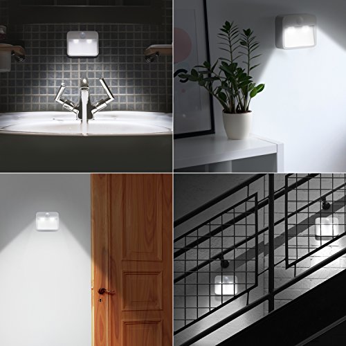 Brandson – LED Nachtlicht mit Bewegungsmelder und Helligkeitssensor (Dämmungssensor) | Batteriebetriebene Drahtlose Nachtleuchte / Nachtlampe mit Batterie (flexibel Einsetzbar) | inkl. Magnethalterung + Wandhalterung-Vorrichtung | Energieklasse A+ - 4