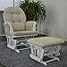 White Glider Rocking Nursing Maternity Breastfeeding Chair With Footstool (Beige Fabric)