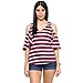 Hypernation Multi Color Stripe Cold Shoulder Cotton T-shirt For Women RS.699.00