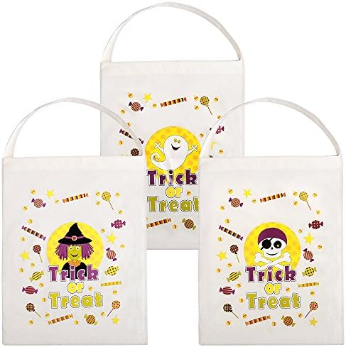Personalised Halloween Bags of Sweets (15x11.8 inch, Pack of 3) Trick or Treat Candy Bags Ghost Wizard Skull for Halloween Costume Party Decorations Masks Outfit Props for Kids Boys Girls Children