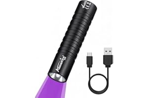 Alonefire SV99 3W Torcia UV LED Piccolo Professionale 395nm USB C Ricaricabile Portatile Mini Lampada Ultravioletti per Resina, Pesca, Fluoresceina, Rilevatore di Urina,Minerali con Batteria Integrata