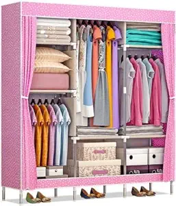 G-KAMP JAPAN Multi-Purpose Clothes Storage Wardrobe with Portable Shelves & Printed Design/Multi-Purpose Space Organizer for Bedroom