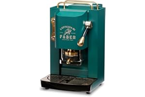 FABER COFFEE MACHINES | Modello Pro Deluxe | Macchina caffe a cialde ese 44mm | Rifiniture ottonato | Pressacialda in ottone regolabile | elettrovalvola di serie (BRITISH GREEN)