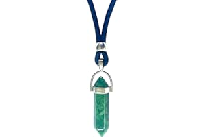 Colgante Hombre Mujer Piedra Energética Natural Punta de Flecha y zamak bañado en Plata - Collar Amuleto Gema Curativa de Protección - Ideal para Regalo (Jade Verde)