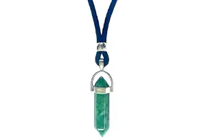 Colgante Hombre Mujer Piedra Energética Natural Punta de Flecha y zamak bañado en Plata - Collar Amuleto Gema Curativa de Protección - Ideal para Regalo (Jade Verde)