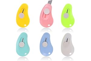 JIYIN 6 Stück Cuttermesser Klein, Mini Cuttermesser Mini Box Cutter Brieföffner Paketöffner Tragbar Kartonöffner Kartonmesser Einziehbares Schreibwaren für Pappe Papier Schachtel