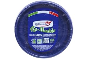 TEKHOME Piatti Plastica frutta,25/50/75/100/125/150 Pezzi piatti plastica colorati lavabili e riutilizzabili Rotondi per Compleanno,Festa, Matrimonio,Fai da Te Fatti a Mano (300, BLU)