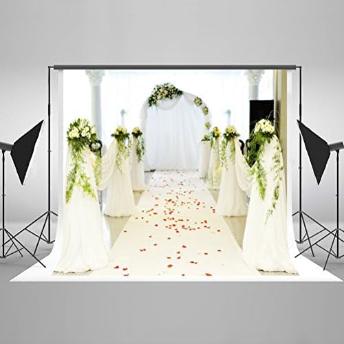 Kate Photo Backdrop White Wedding Curtain Beautiful Flower Backdrops Cotton Washable Reuse Collapsible Background for Studio Booth Props 6.5×5FT
