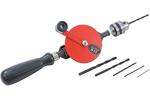 KATSU TOOLS KATSU Hand Drill, 6mm Chuck 1/4 inch Capacity Precision Chuck Double Pinion Manual Drill for Wood Plastic Acrylic Circuit Board Punching 313013