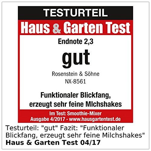 Rosenstein & Söhne 2in1-Smoothie- & Standmixer mit Trinkbecher, BPA-frei, 500 ml, 400 W - 6