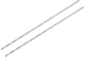 sourcing map HSS(High Speed Steel) Extra Long Twist Drill Bits, 3mm Drill Diameter 160mm Length for Hardened Metal Woodwork Plastic Aluminum Alloy 2 Pcs