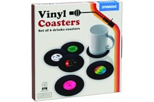 Gift Republic Płyta winylowa szklana podstawka czarna 10 x 11 x 11 cm