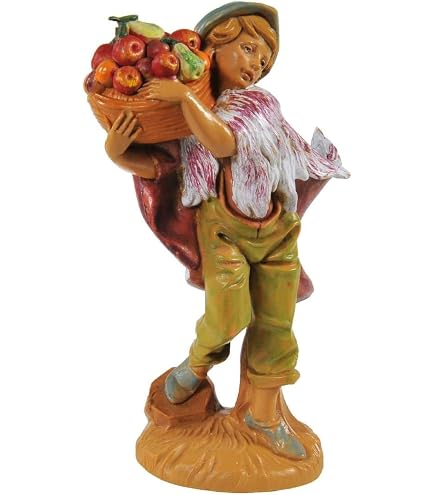 Fontanini Statuina Presepe Pastore Con Pecore 12cm - Fatto A Mano, Made In Italy (259)