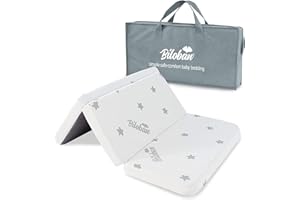 SPRINGSPIRIT Surmatelas de voyage à trois volets 95 x 65 cm, imperméable, respirant, doux, portable, pliable, pour parc de bébé, avec housse amovible zippée