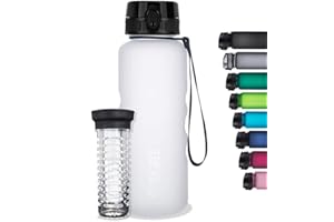 720°DGREE Gourde, Bouteille d’Eau “uberBottle“ +Tamis-Fruits – 350ml, 500ml, 650ml, 1l, 1,5l, 2l - Sans BPA, Étanche, Anti-Fuite, Réutilisable, Légère - Idéal pour École, Sport, Fitness, Gym, Travail