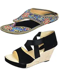 Thari Choice Women's Synthetic Wedges with Rajasthani Chappal