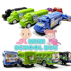 BHATI ECO SALES School Bus for kids | Plastic Pull Back Toy Car Bus, Vehicle Toy Bus for 1-3 years old Boys Girls Kids Children bus toy for kids, kids school bus toy, bus toys for kids?Set of 4 Multicolor