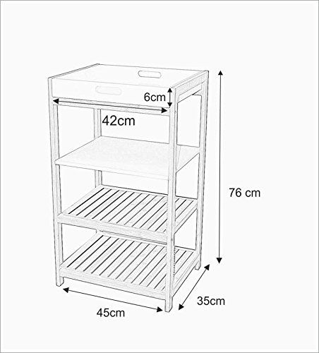 osltus Küchenregal Badregal Bambus und weiß lackiertem Holz 112282 - 2