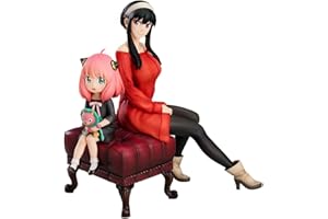 Jiumaocleu Anya Forger and Yor Forger Statue Modèle Scène Assise avec Chaise Spy Anya Yor Forger Figurine Modèle Décoration de Bureau Cadeau d'anniversaire 14cm