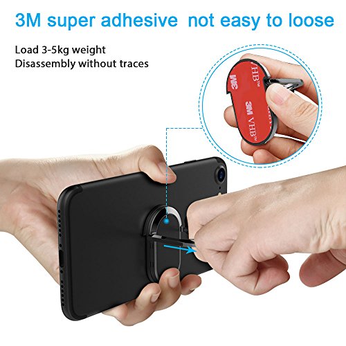 aceyoon Finger Ring Phone Holder Case for iPhone 7 Black 2 Pack Attachable Cell Phone Stand Grip 360 Degree Rotating Kickstand Universal Smartphone Holder Mount Metal for iPhone x 8 7 7 Plus 6 Samsung HTC