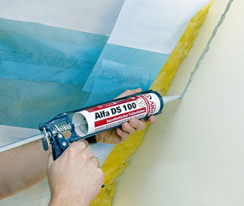 4x Alfa DS 100 bauelastischer Folienkleber, Kartusche mit 315 Gramm, luftdichte Verklebung von Dampfbremsfolien und Fensteranschlussbändern, - 2