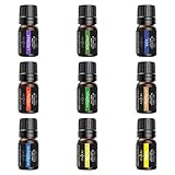 aceites aromaterapia venta Regalo Perfecto Aceites Esenciales Anjou 100% Puro Set de 9x5ml Kit de Aceites Aromaterapia (Lavanda Bergamota Salvia Toronja Palmarosa Canela Incienso Limón y Ylang Ylang) Regalo para Difusor