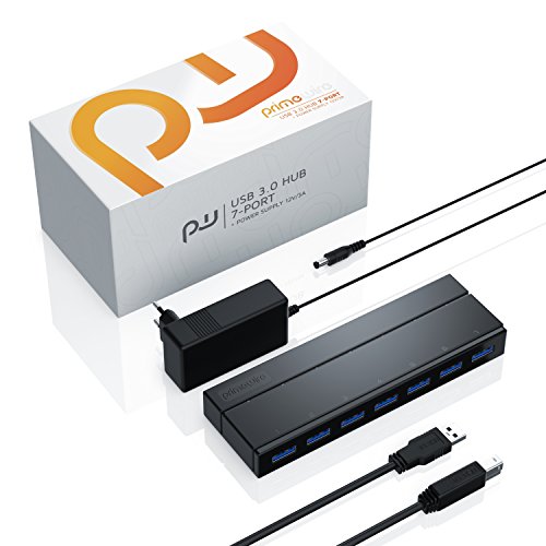CSL – USB 3.0 Hub mit Netzteil | aktiver 7 Port Verteiler | inkl. 1x 12V/3A DC-Hohlsteckernetzteil | für PC / Notebook / Laptop / Ultrabook / Tablet PC / Macbook | Super Speed bis zu 5 Gbit/s - 4