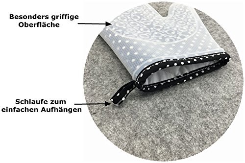 Grillhandschuhe aus Silikon und Baumwolle | Ofenhandschuhe grau | Unisex Topfhandschuhe | Backzubehör und Grillzubehör - 4