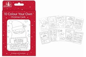 DECSEE 10 Colour your own CHRISTMAS CARDS Colouring Craft School Friends Family Xmas