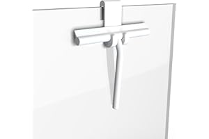 Minismus Raclette Douche en Silicone pour Portes en Verre & Vitres – Raclette pour Nettoyage de Vitre pour des Surfaces Impeccables – Aucun Perçage Requis, Support Inclus (Blanc, 21 cm)