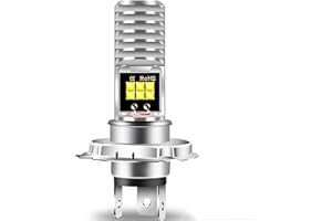 Teguangmei H4 HB2 9003 HS1 P43t LED Lampadina per Fari Moto Luce Hi/Lo Alluminio Bianco Super Luminoso 6000K Bianco ad Alta potenza COB 12-SMD per Faro ATVS per Auto da Moto (confezione da 1)