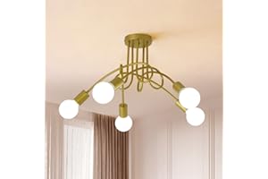 COMELY Lustre Plafonnier Moderne, 5 Lumières E27 Luminaire Plafonnier Industrielle, Éclairage de Plafond en Metal pour Chambre Salon Cuisine Couloir Salle À Manger