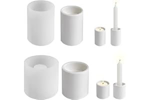 ‎FZQBEY Silikon Gießform Kerzenhalter, für Teelichter und Stabkerzen, Silikonform Kerzenhalter, Gießform Kerzenhalter, Zylinder Kerzenständer Form Kerzenleuchter Silikon für Teelichthalter (2pcs)