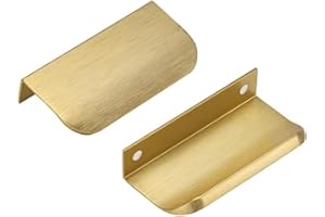 Ndjiloik Pack of 10 Hidden Door Handles, Cabinet Handles, Furniture Handles, Aluminium Alloy for Wardrobe, Door, Drawers, Gold, Total Length 80 mm