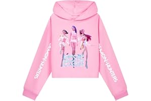 SZRXKJ Unisex Niños K Pop Demon Hunters Letras Impresión Deportiva Casual Manga Larga Sudadera con Capucha