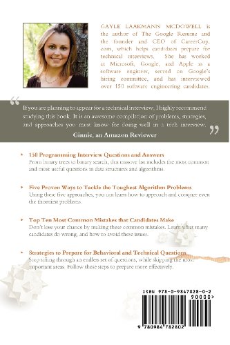 Livres Couvertures de Cracking the Coding Interview: 150 Programming Questions and Solutions.