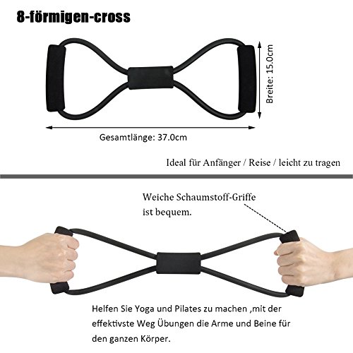 Supertrip Resistance Bänder Set,Body Tube / Expander Set Sport Band Widerstandsbänder Fitnessbänder Gymnastikbänder aus Naturlatex mit Trainingsguide+Griffe+Türanker+Knöchelriemen+Fußschlaufe+8-Typ Trainingsbänder - 6