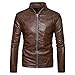Produktbild Mantel Männer Schlank Overcoat Jacke Fashion Winter Herbst PU Lederjacke Biker Motorrad Outwear mit Reißverschluss Top Bluse(Khaki,M)